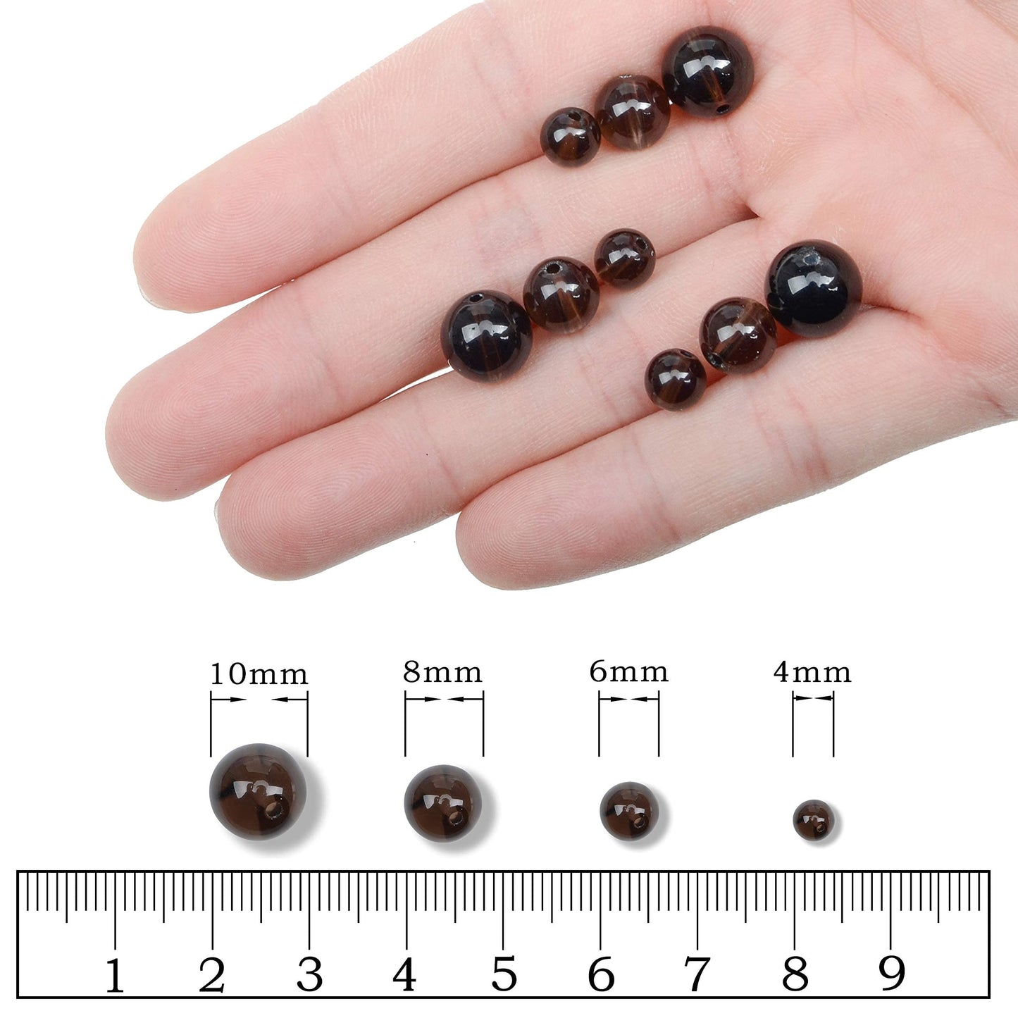 AD Beads Natural Gemstone Round Loose Beads 15" for Bracelet Necklace Earrings Jwelery Making Crafts DIY (6mm, Smoky Quartz)