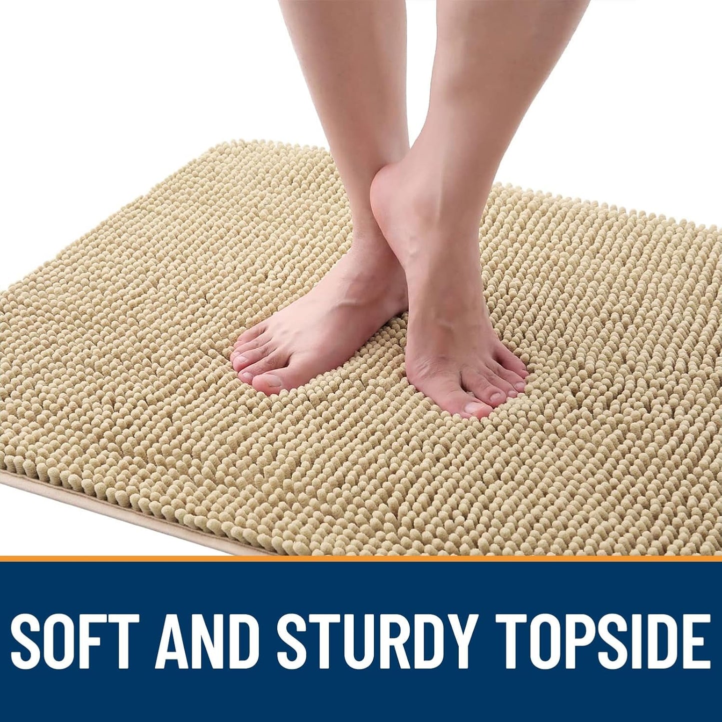 OLANLY Dog Door Mat - Absorbent Non-Slip Chenille for Muddy Paws | 24x16 Beige Indoor Entryway Carpet