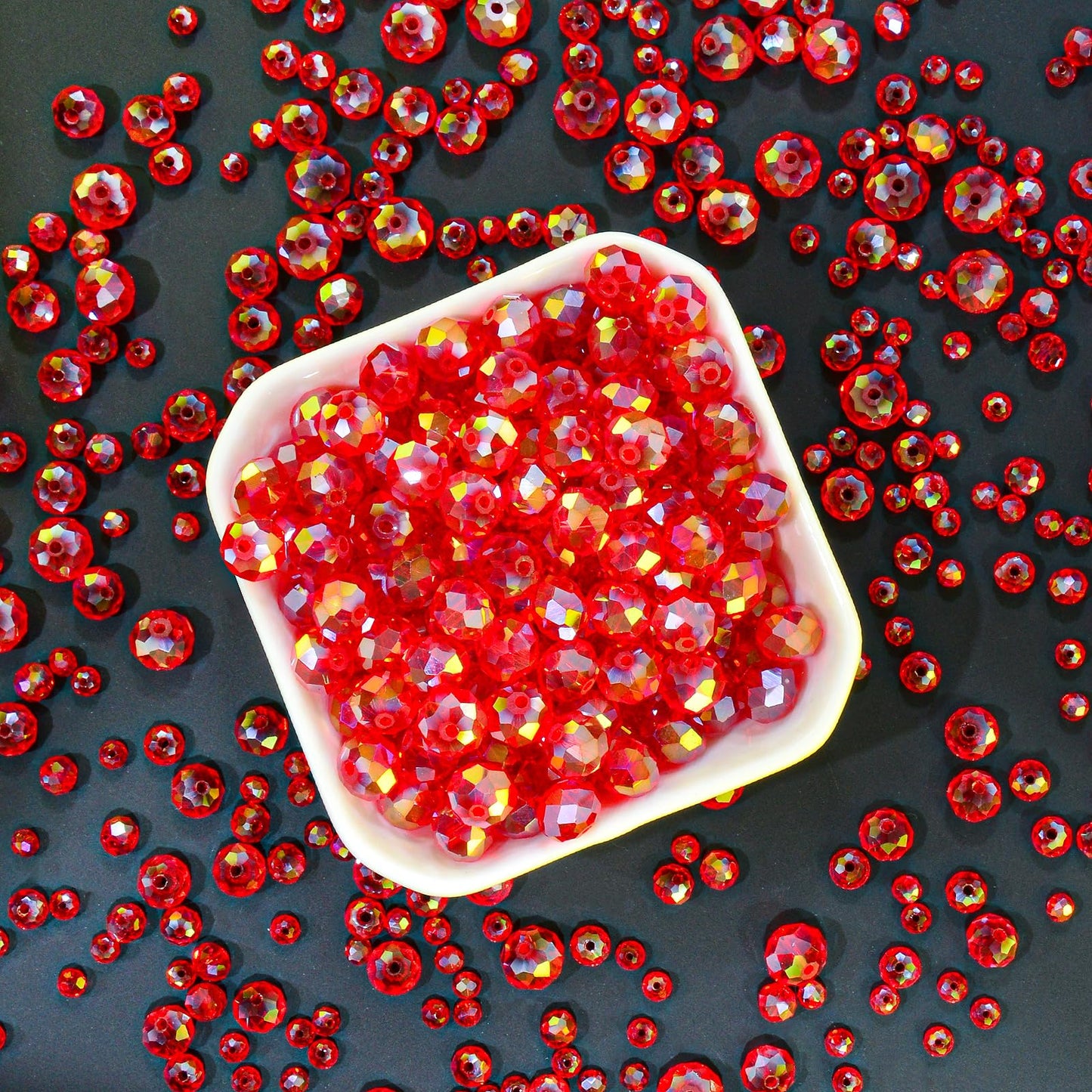 Laopottbeads 460Pcs 8mm Crystal Glass Beads for Jewelry Making Beads for Bracelets Necklace Pendants Making Supplies(Red)