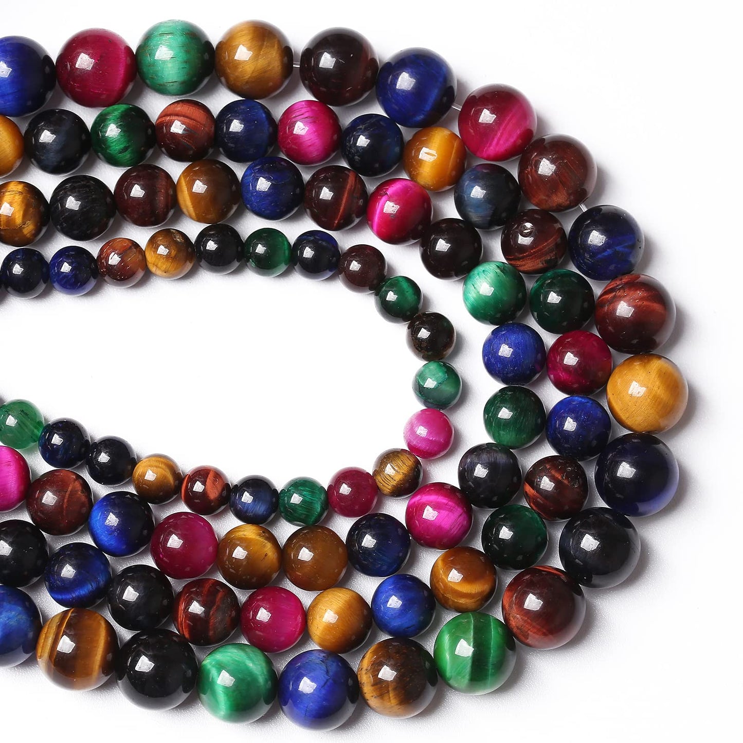 12mm 32PCS Colorful Tiger Eye Natural Stone Beads Crystal Spacer Loose Beads for Jewelry Making DIY Bracelet 1 Strand 15 inches