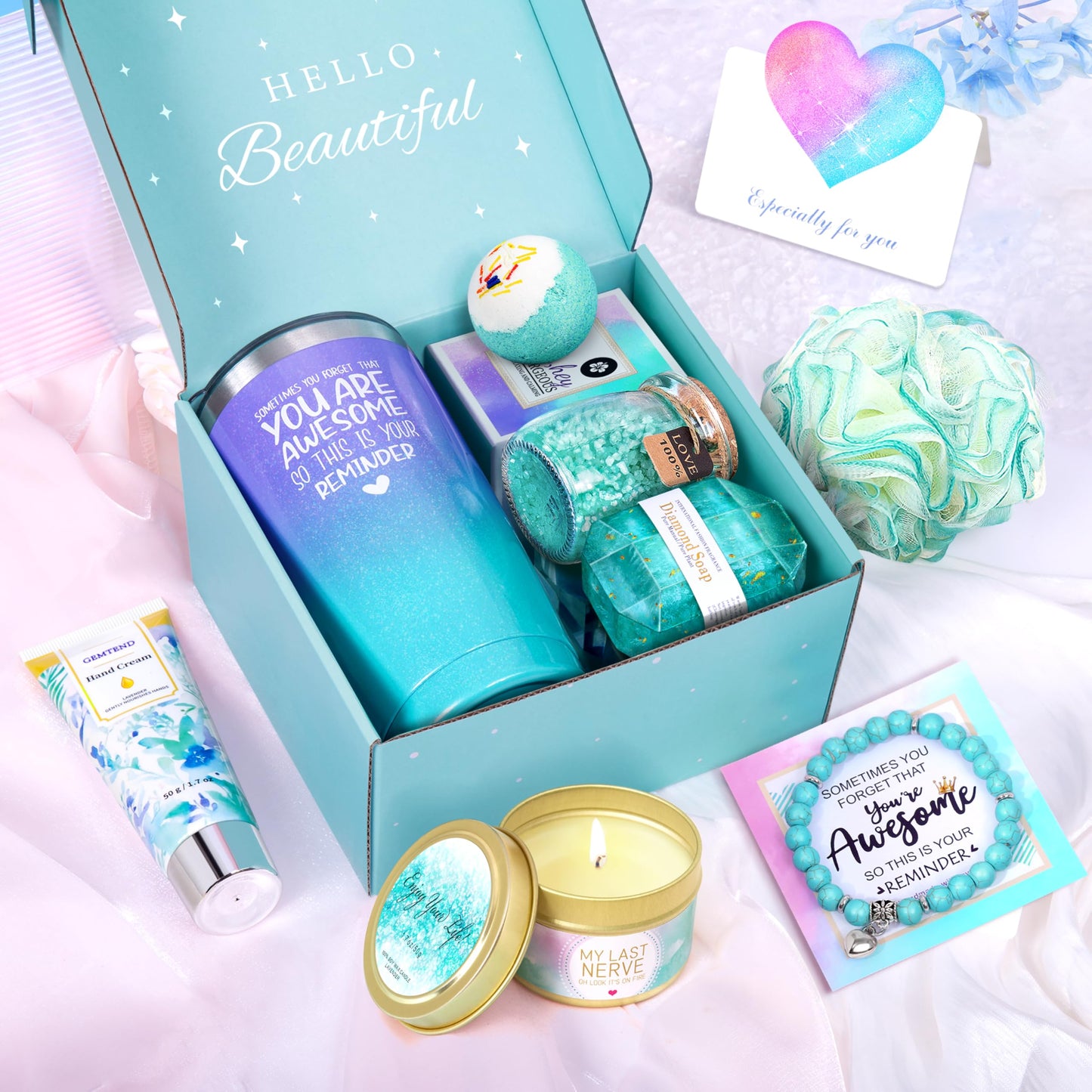 Birthday Gifts for Women, Gifts for Women, Mom, Wife, Girlfriend, Sister, Friends, Her, Relaxing Spa Gifts Basket Self Care Gifts, Christmas, Valentine's Day, Mother's Day Gifts