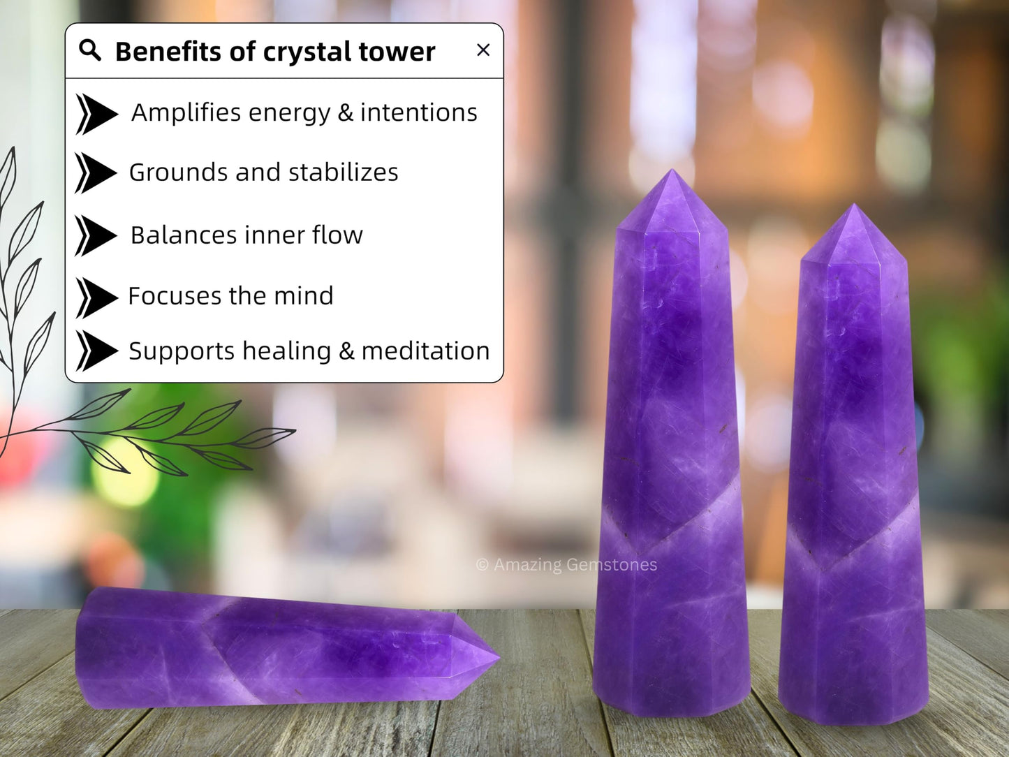 Amazing Gemstone Amethyst Crystal Towers ~ Natural Healing Crystal Point Obelisk for Reiki Healing and Crystal Grid (3" to 4" INCH)