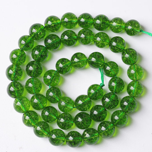 60PCS 6MM Beads Green Crystal Quartz Gem Energy Crystal Healing Jewelry Making Natural Stone Beads DIY(Green Crystal, 6MM)
