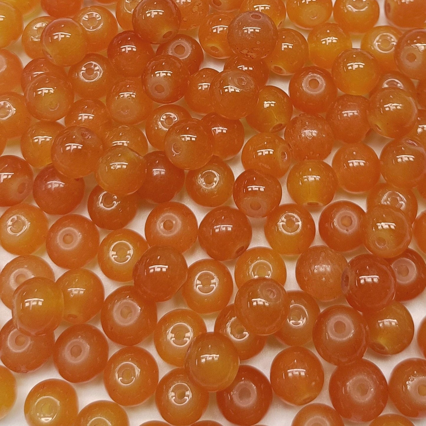 200PCS Glass Beads 8mm Glass Beads for Bracelets Necklaces Jewelry Making DIY Crafts (Orange)