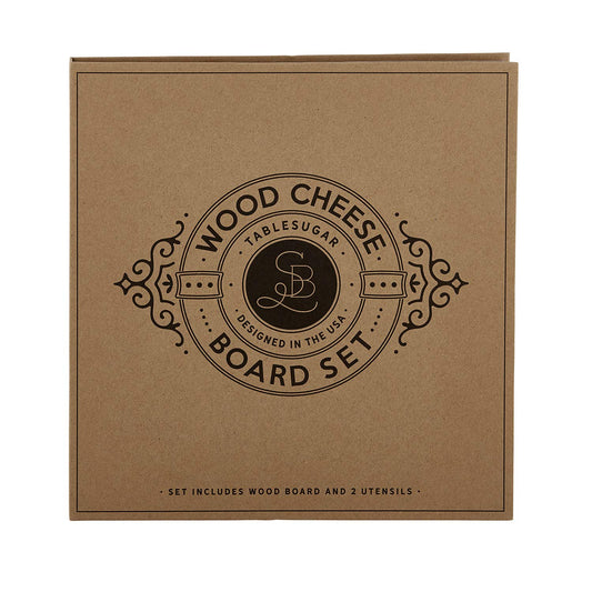 Santa Barbara Design Studio Gift Set Kitchen Essentials TableSugar Kraft Cardboard Book Gift Box, 3-Pieces, Wood Cheese Board Kit