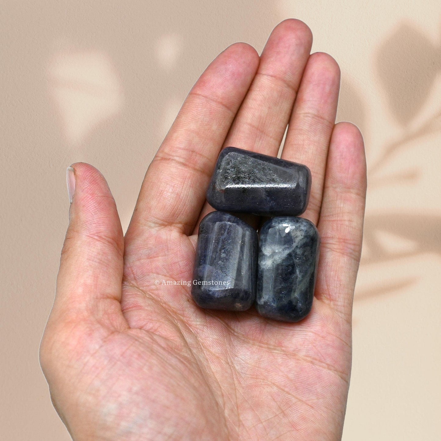 Amazing Gemstone Iolite Crystals and Healing Stones Tumbled - 1 oz Iolite Stone Gem Stones, Natural Healing Stones for Energy Balance, Stress Relief - Premium Polished Gems Rocks for Meditation