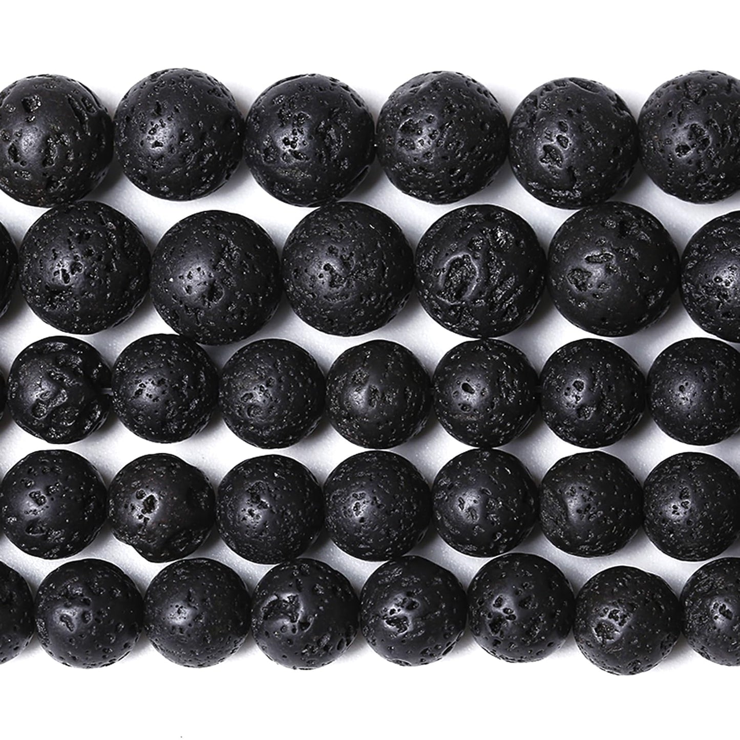 4MM 180pcs Natural Stone Beads Black Volcanic Lava Gemstone Round Loose Beads for Jewelry Making Bracelet 2 Strands 32"