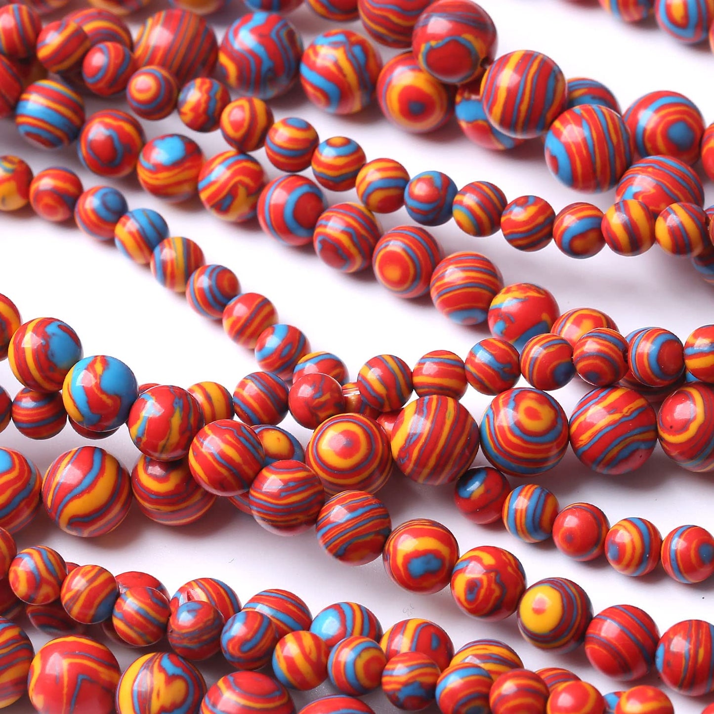36PCS 10MM Beads Red Malachite Beads Round Loose Beads Natural Gem Beads for Jewelry Making 15"