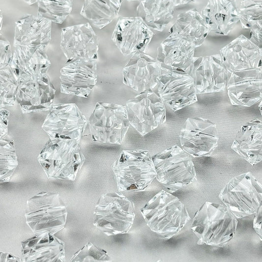 300pcs 8mm Acrylic Cube Square Faceted Acrylic Beads with Hole Plastic Spacer for Bracelets Necklace Earring Making Supplies (White)