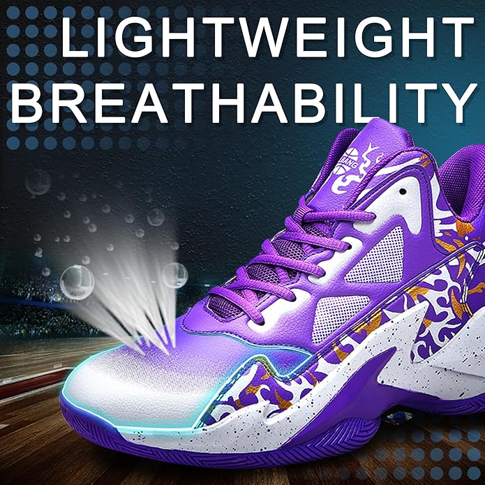 Men's Basketball Shoes Breathable Anti Slip Fashionable Graffiti Training Shoes Outdoor Shoes