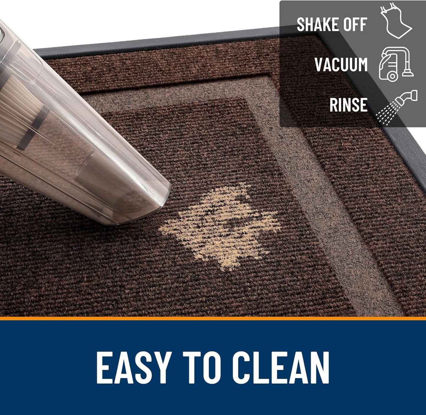 OLANLY Waterproof Front Door Mat - All-Season, Fade Resistant, Easy Clean, 47x32, Dark Brown