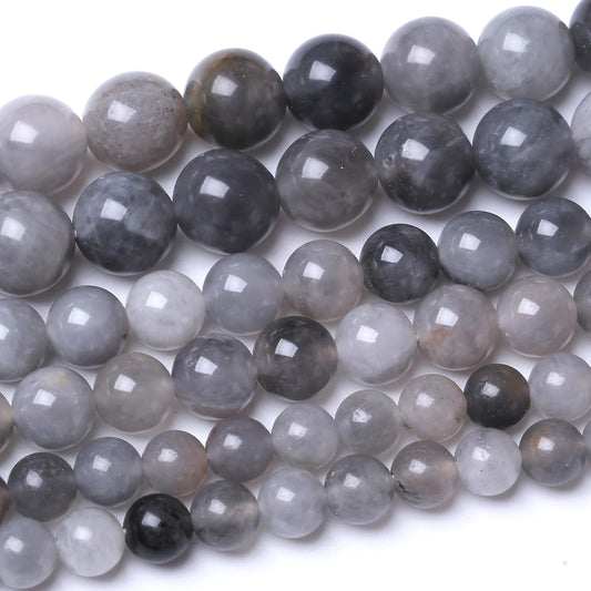 60PCS 6MM Natural Grey Crystal Beads Round Loose Stone Beads for Jewelry Making DIY Energy Stone Healing Power Bracelet 15"