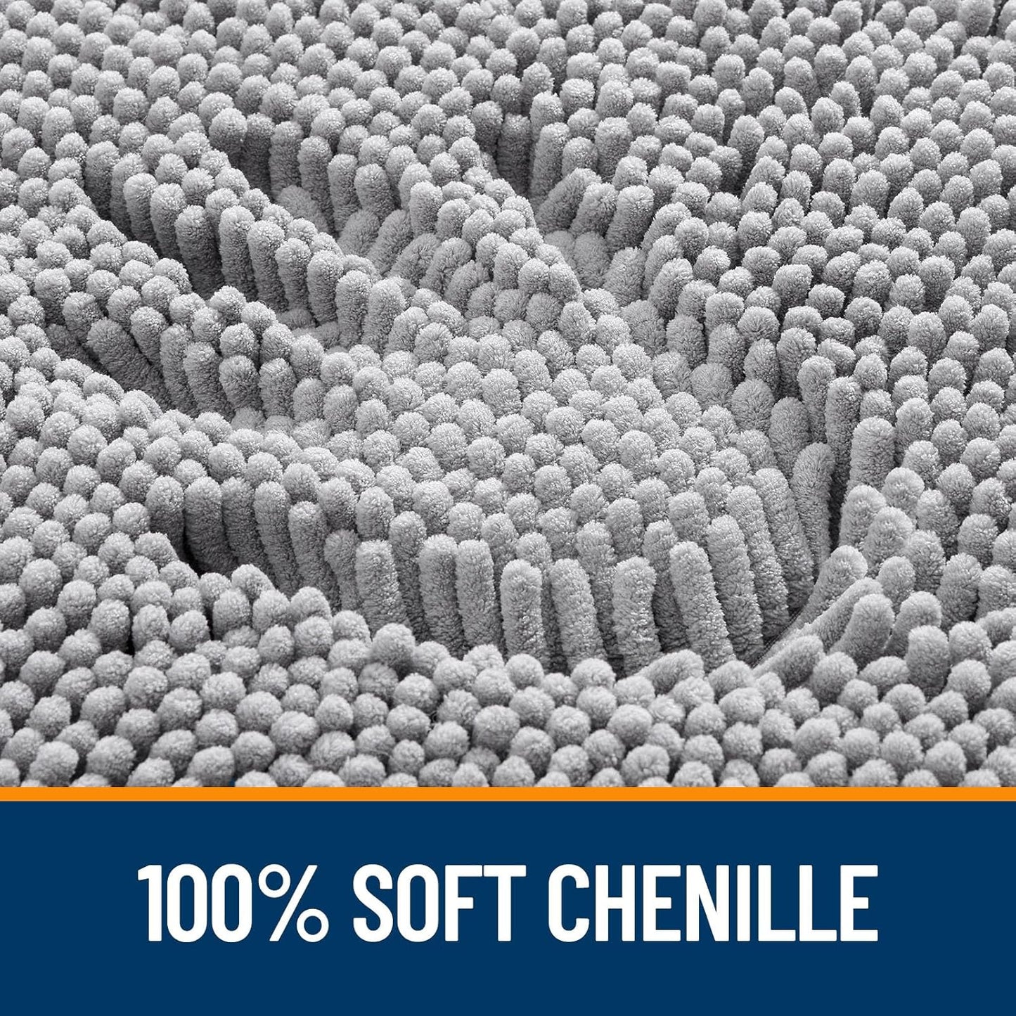 OLANLY Bath Rugs - Extra Soft Absorbent Chenille | Quick-Dry Rubber Backing, 34x21 Inches, Grey