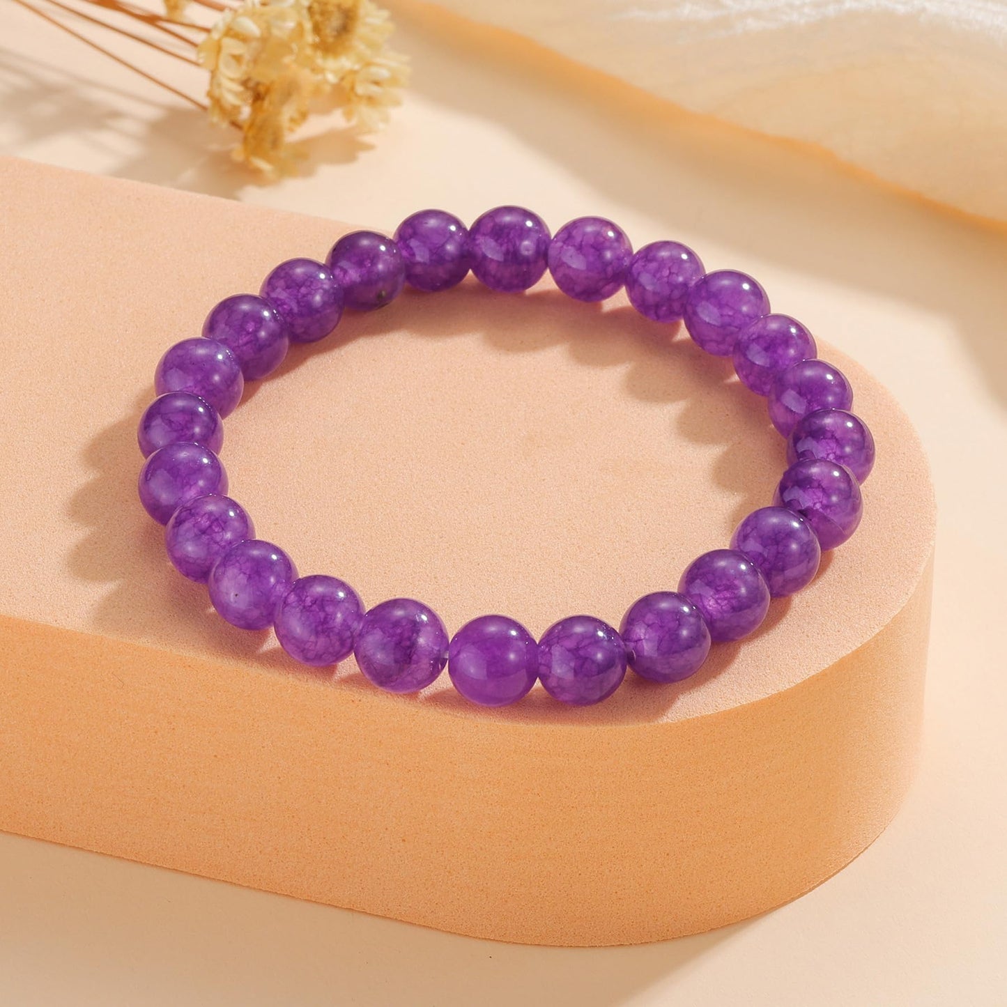 Udolfly Womens Crystal Beaded Bracelets for Women Men Protective Energy Bracelet Natural Gemstone Bead Bracelet 4mm Amethyst