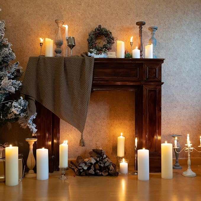 MOZEAL 4" x 10" Extra-Large Dark Red Pillar Candles (Set of 2), Unscented,Dripless, Smokeless,Long Clean-Burning,These Tall 10 inch Large Red Pillar Candles Perfect for Weddings and Christmas Decor