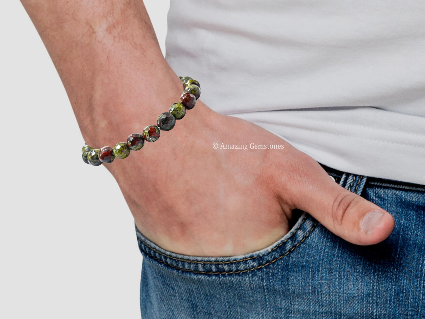 Amazing Gemstone Dragon Bloodstone Bracelet for Women - Chakra Mens Bracelet Protection Crystals and Healing Stones - Blessing Bracelet Spiritual Meditation Gift Christmas Stocking Stuffers