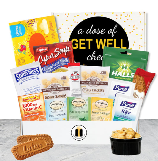 Get Well Care Package for Adults – 10-Piece Cold & Flu Gift Basket with Soup, Tea, Tissues & Sanitizer Wipes (Get Well Cheer: For Colds, Flu, Allergies)