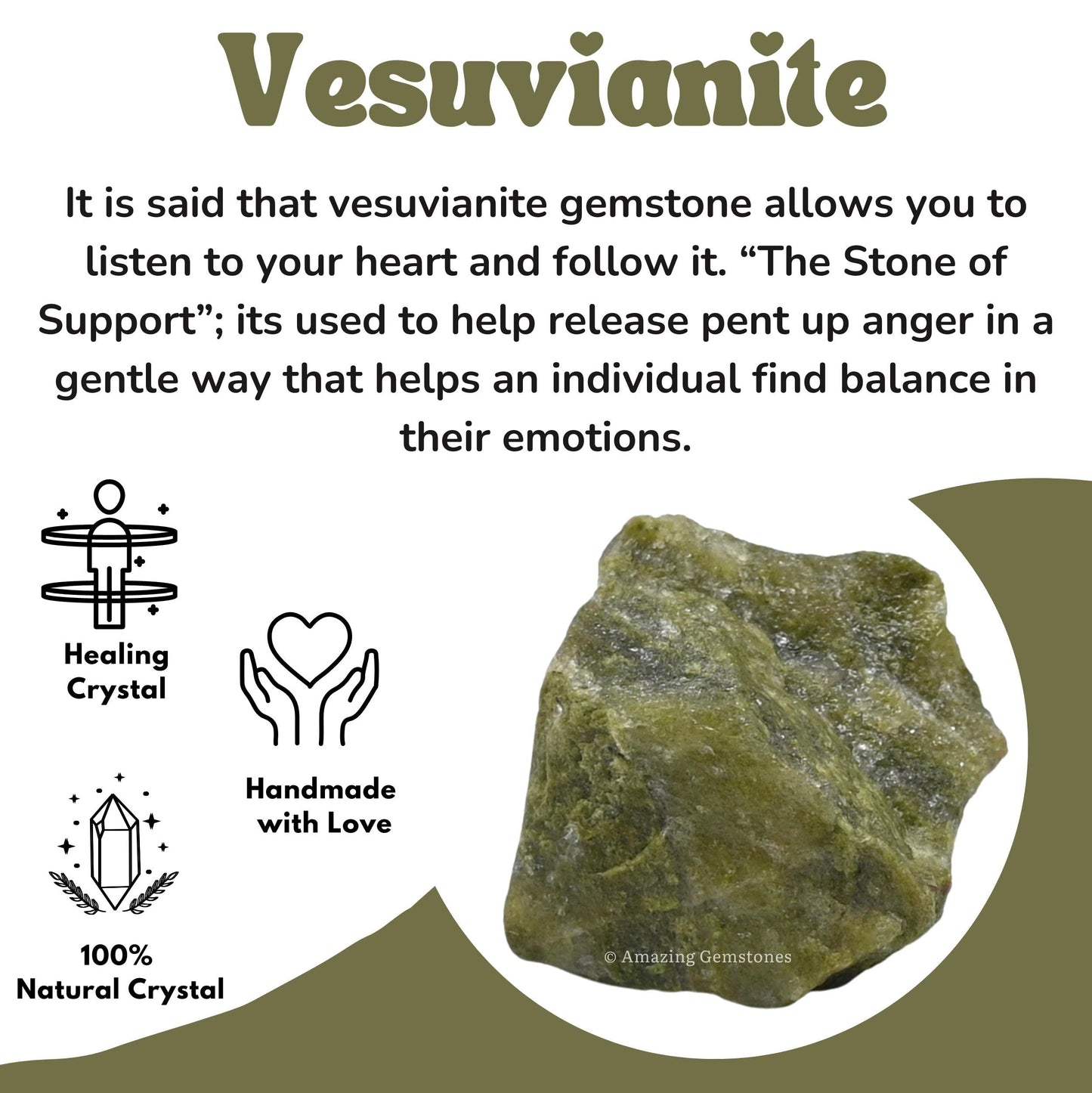 Amazing Gemstone Vesuvianite Raw Crystals and Healing Stones, Natural Rocks for Tumbling and DIY Raw Stones and Crystals (1 Piece)