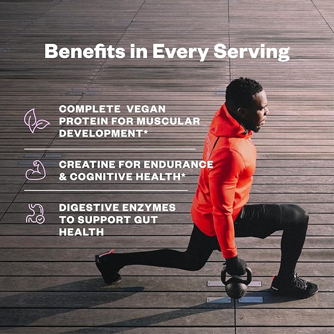 RNWY 25g Acai Protein + 5g Creatine Powder, Vegan Plant-Based Protein with Digestive Enzymes to Build & Recover, 21 Servings