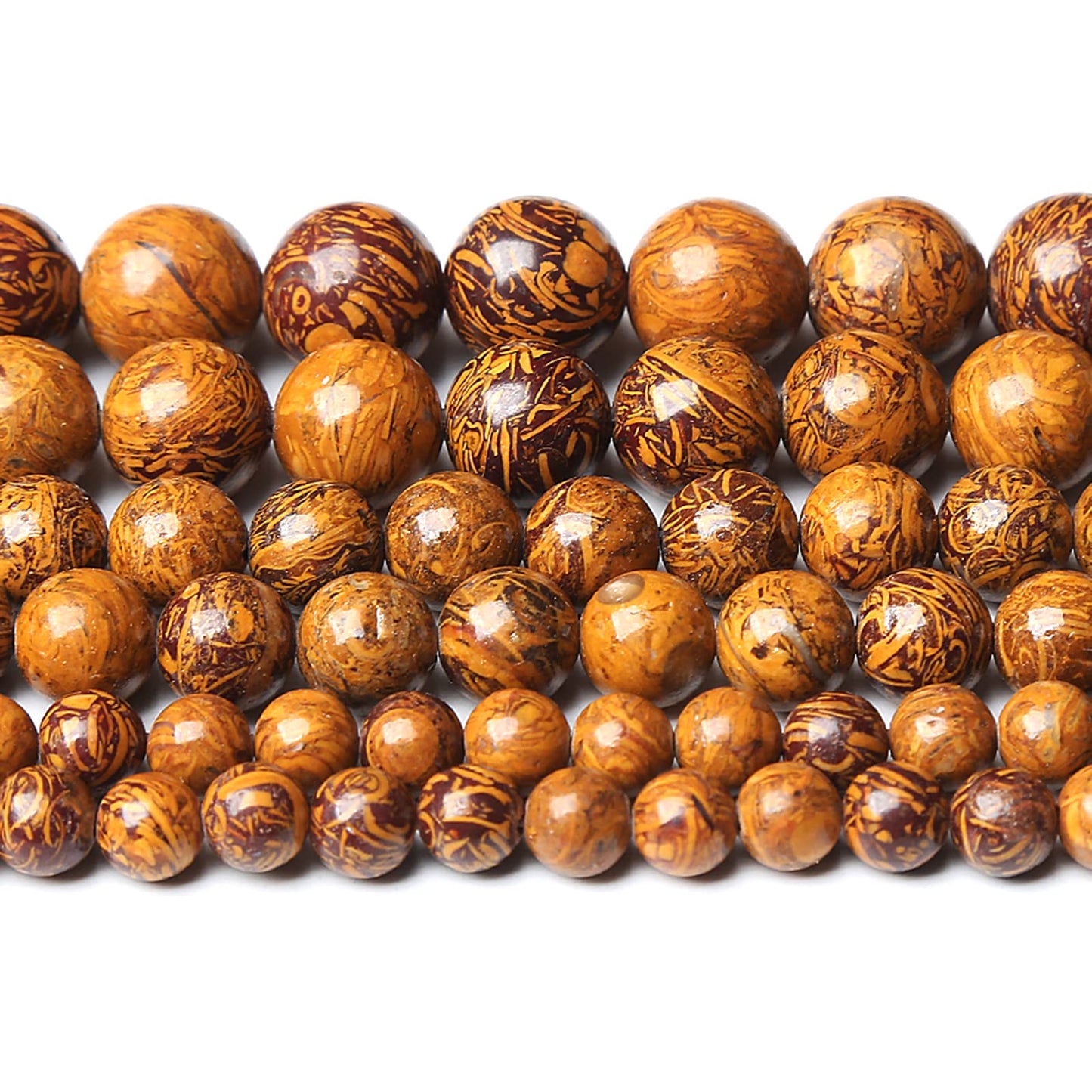 6MM 60PCS Natural Stone Yellow Sunflower Jasper Loose Beads for Jewelry Making DIY Bracelet