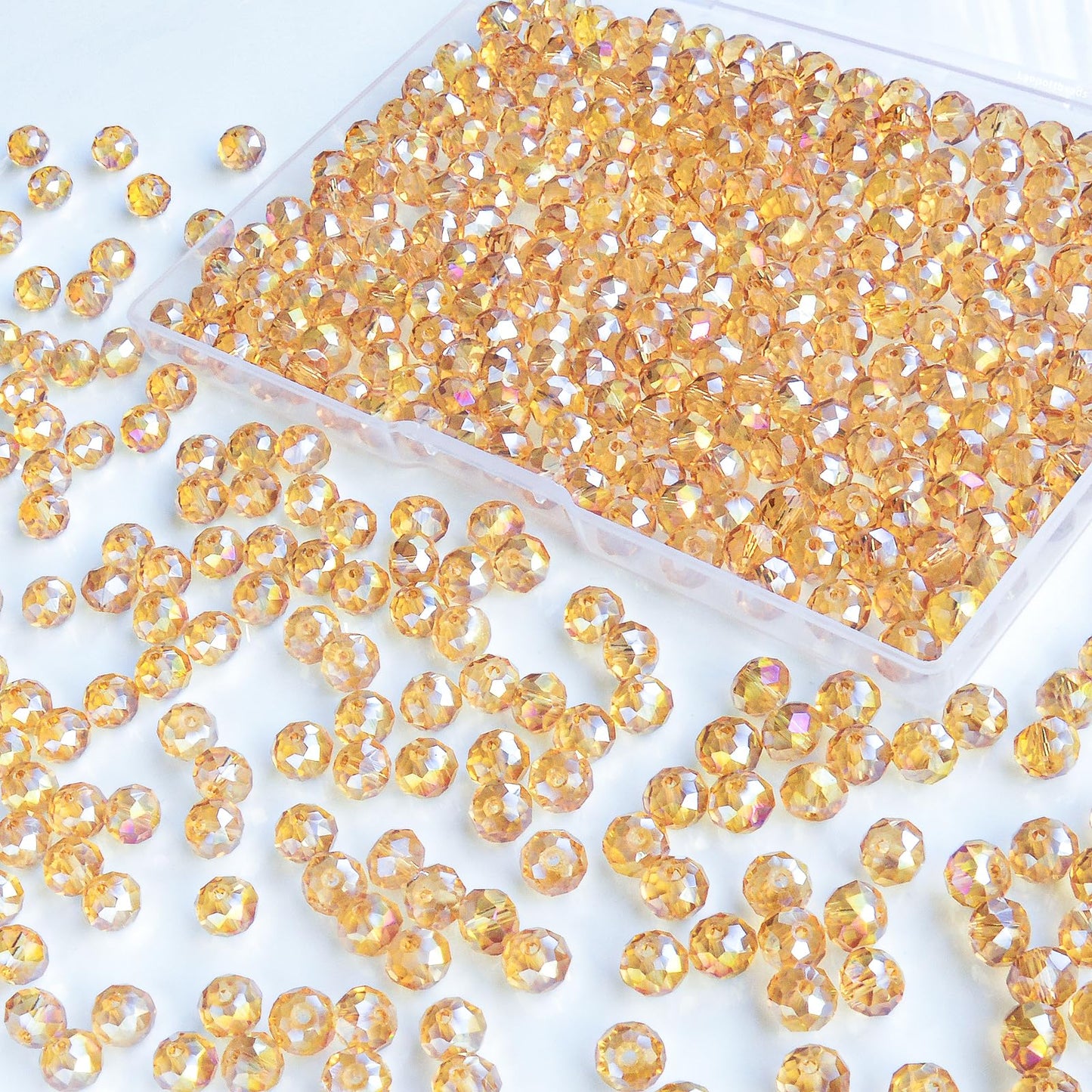 Laopottbeads 460Pcs 8mm Crystal Glass Beads for Jewelry Making Beads for Bracelets Necklace Pendants Making Supplies(Gold Champagne)