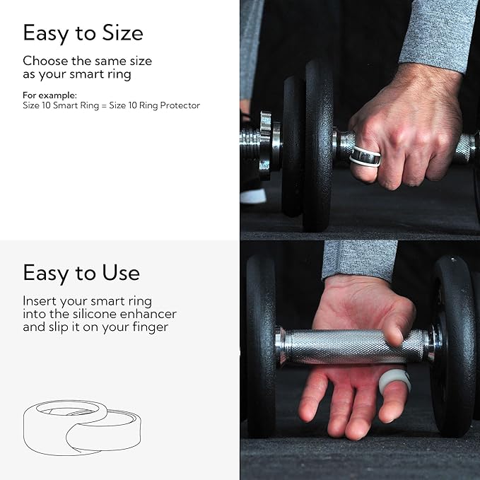 Rinfit Smart Ring Protector - Silicone Ring Enhancer for Active Lifestyle and Gym - StyleFit U.S. Design Patent - Stone, Size 10