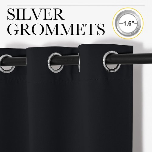 NICETOWN Blackout Patio Curtain Shades - Thermal Insulated Grommet Drapes, 55" x 120", Black | Summer Home Decor