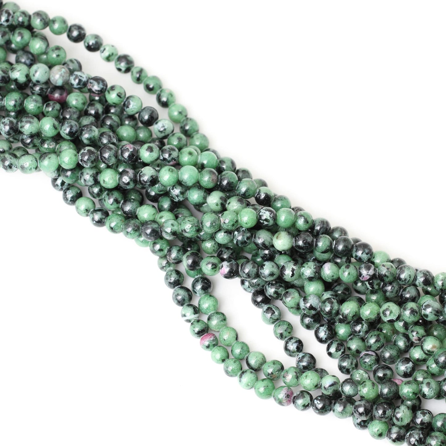 CHEAVIAN 60PCS 6mm Natural Ruby Zoisite Jasper Gemstone Round Loose Beads for Jewelry Making 1 Strand 15"