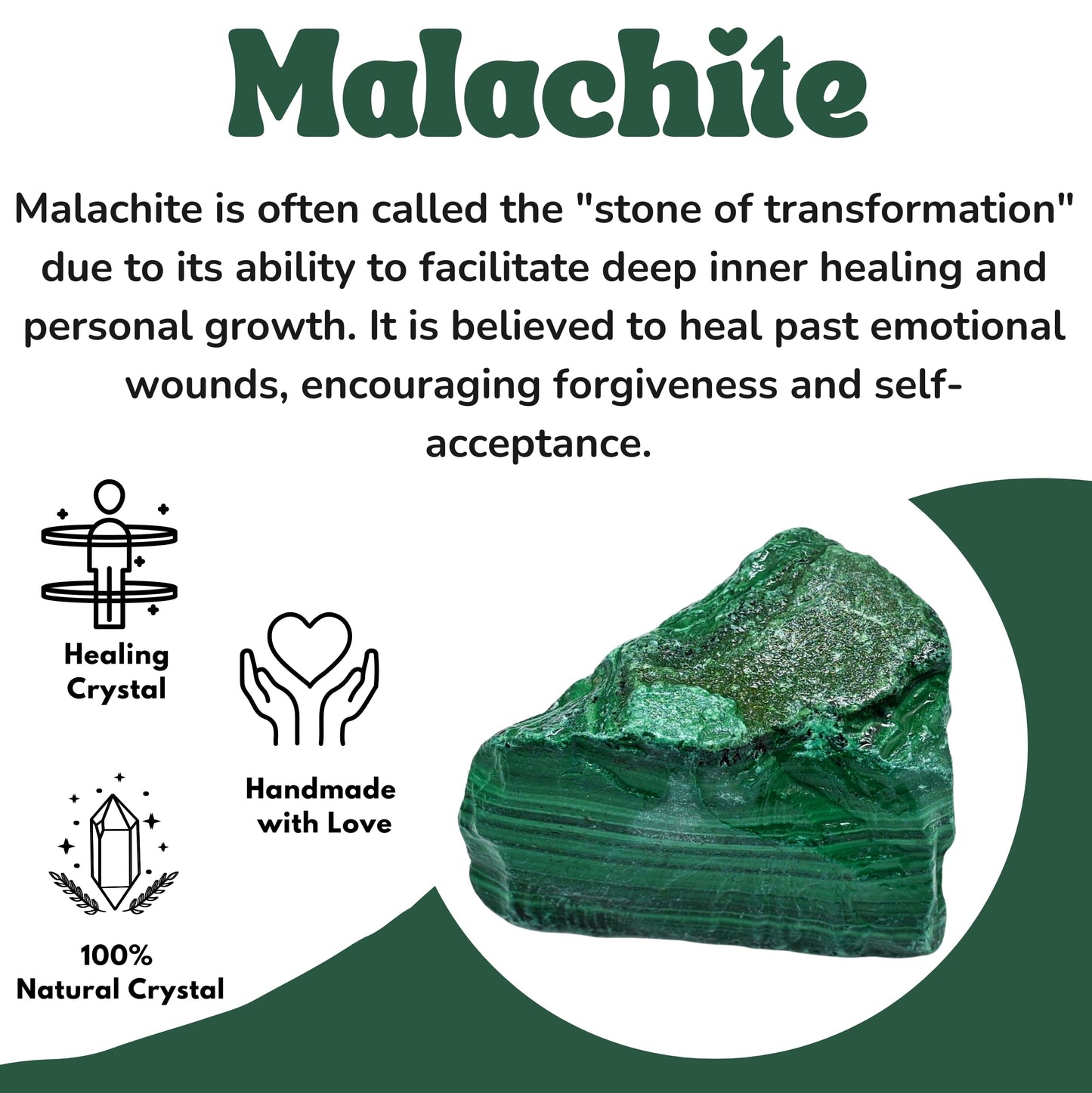 Amazing Gemstone Malachite Raw Crystals and Healing Stones, Natural Rocks for Tumbling and DIY Raw Stones and Crystals (1 Piece)