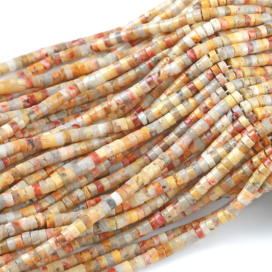 2x4MM 150PCS Crazy Lace Agate Tube Cylinder Rondelle Abacus Disk Spacer Loose Beads for Jewelry Making