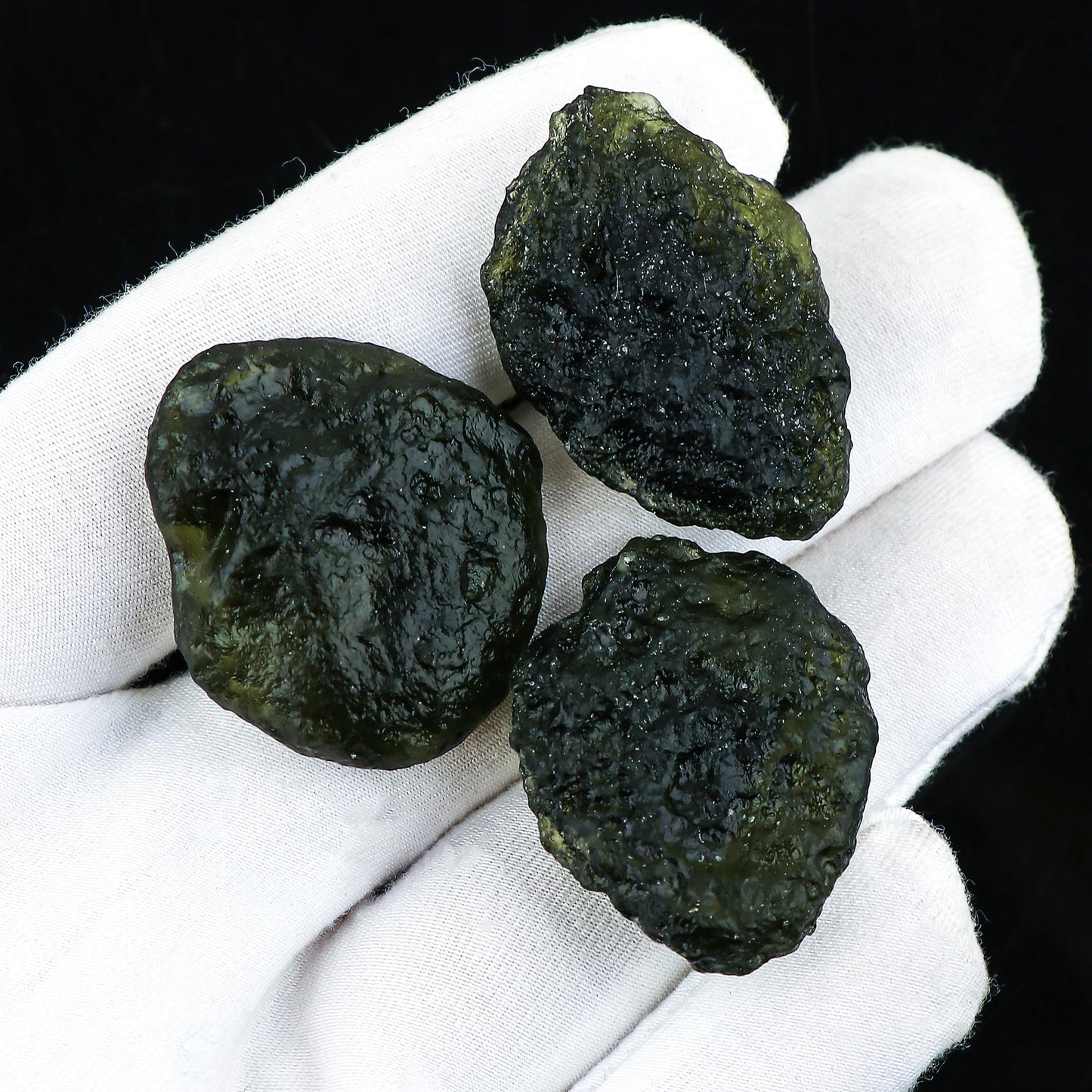 CRYSTALIS (3pcs) (20+gm) Raw Synthetic Moldavite, High Grade Loose Gemstone Wholesale Bulk Rough Jewelry Making Supply, Chakra Stones, Wire Wrapping, DIY, Gem Collection (20-30mm)