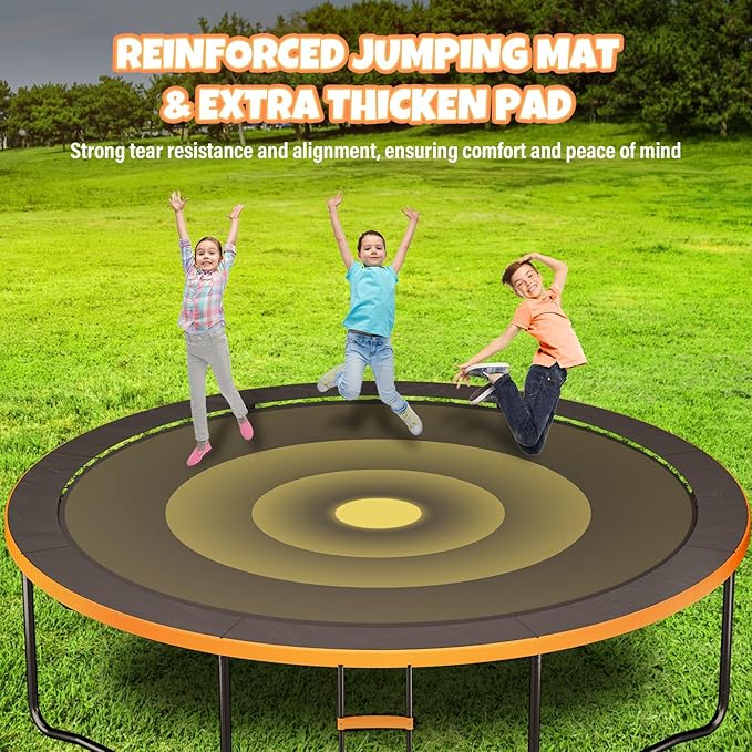 14FT & 16FT Trampoline for Kids & Adults, Big Round Trampoline with Basketball Hoop, Sprinkler & ASTM Certified
