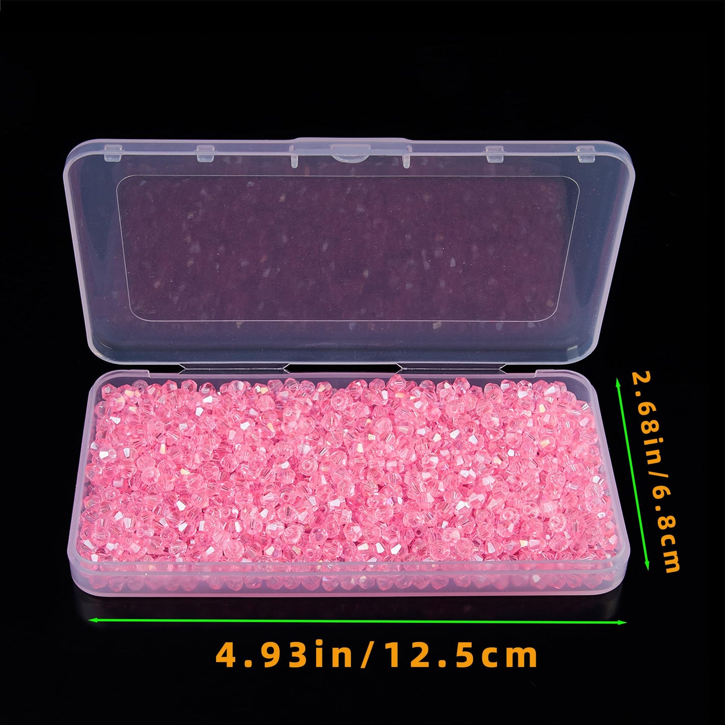 Laopottbeads 1100PCS 4mm Bicone Crystal Glass Beads for Jewelry Making, Sparkling Mini Beads for Suncatchers, DIY Bracelets & Craft Projects (Light Rose Red)