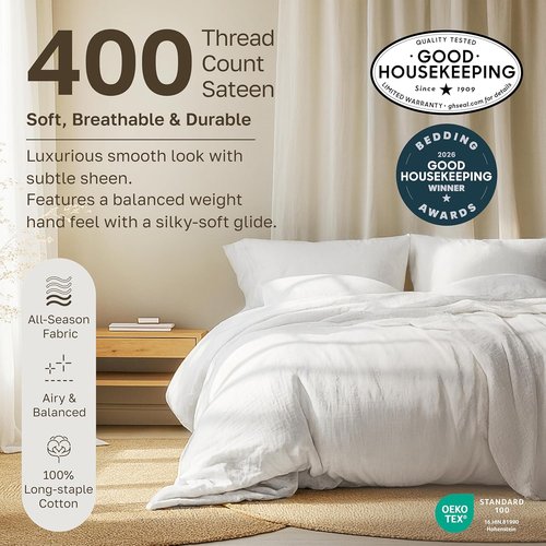 California Design Den King Sheet Set - 100% Soft Cotton, 400 Thread Count, Silky Smooth Sateen - White