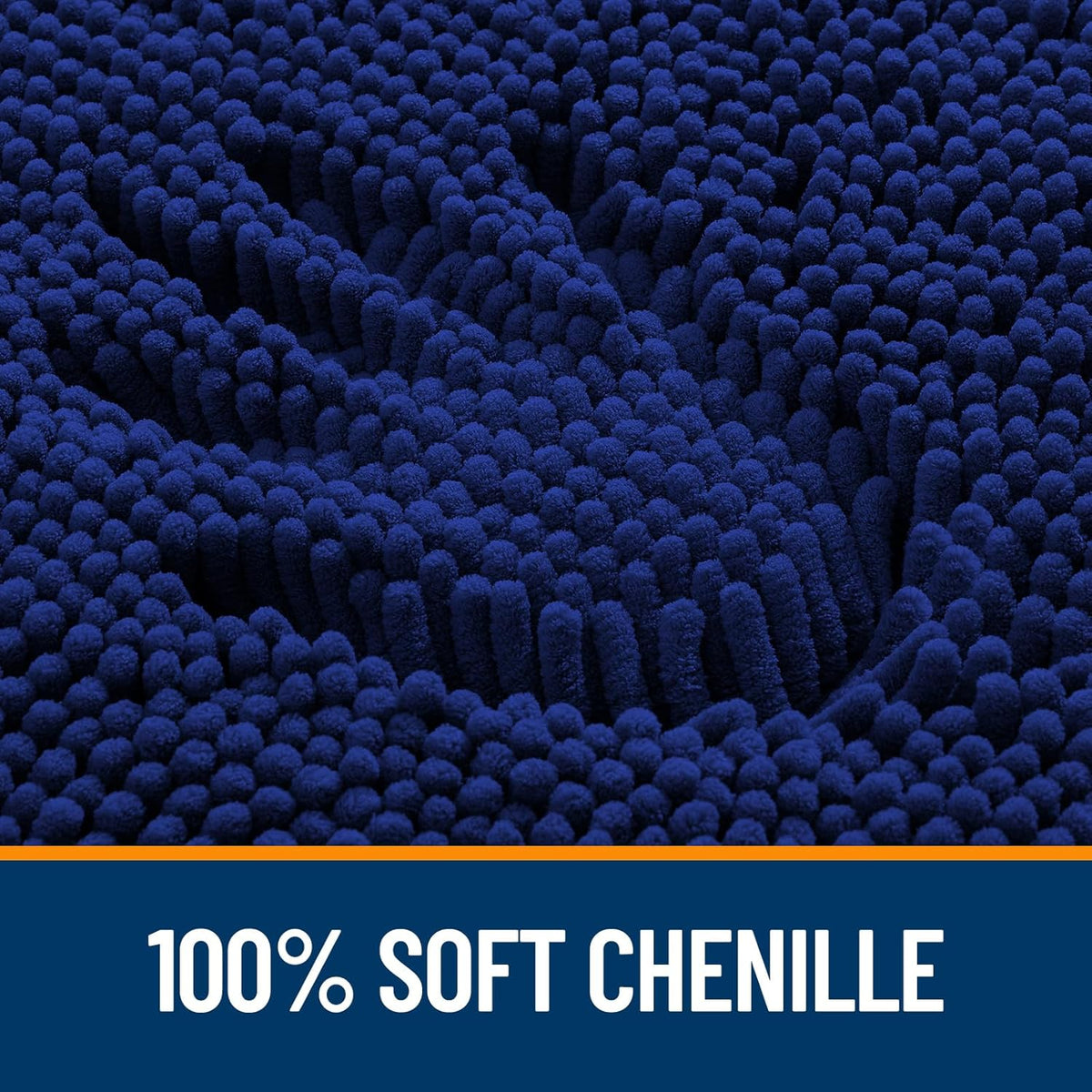 OLANLY Bathroom Rugs - Extra Soft Chenille Bath Mats with Rubber Backing | Quick Dry, Machine Washable, Navy 35x24