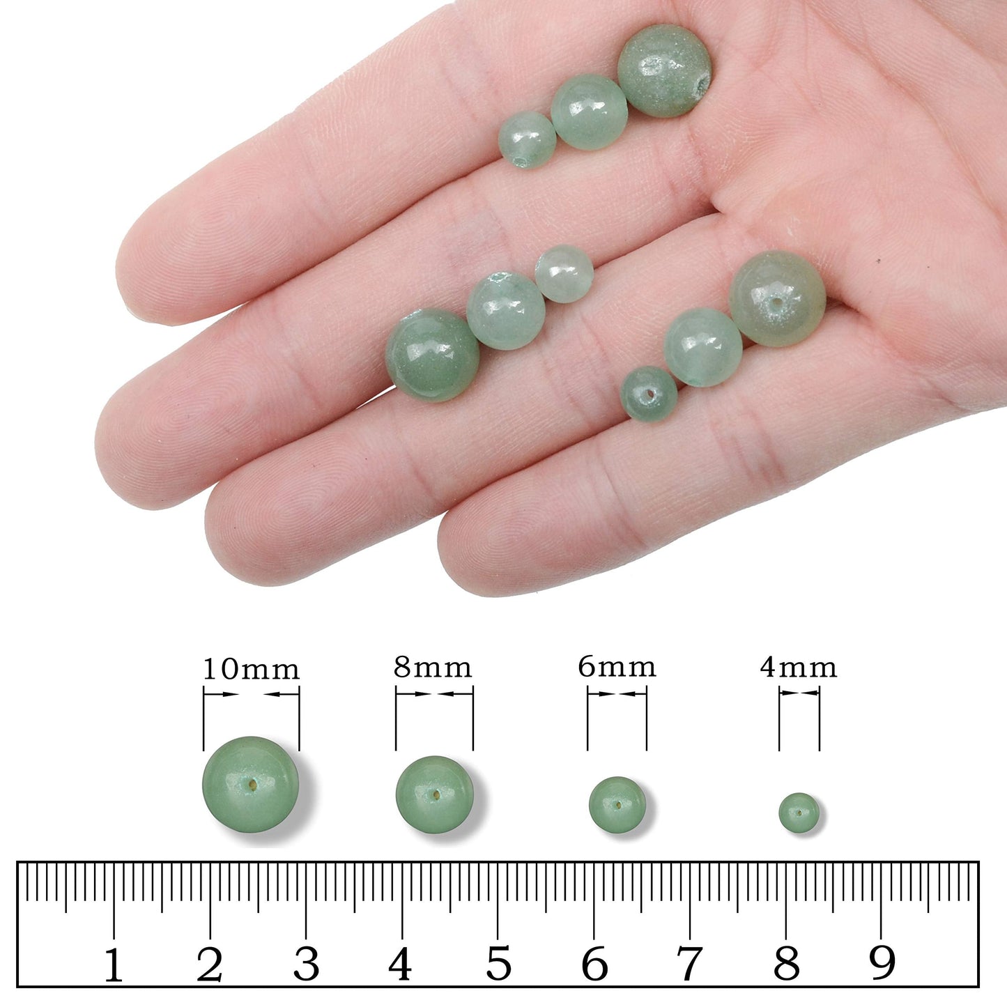 AD Beads Natural Gemstone Round Loose Beads 15" for Bracelet Necklace Earrings Jwelery Making Crafts DIY (8mm, Green Aventurine)