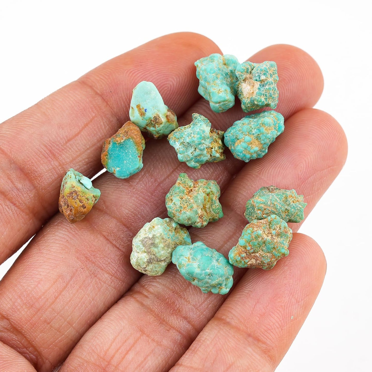 ColouredRocks 25 carats. Tibetan Turquoise Crystals, Raw Stones, Rough Gemstones, Jewelry Making Supply, Cabbing, Polishing, Cutting, DIY, Crafts (12-14pcs) (5-6mm)