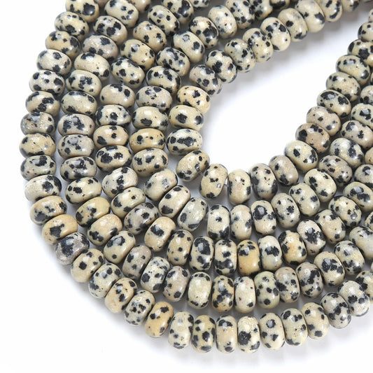 5x8MM 72PCS Dalmation Jasper Tube Rondelle Abacus Disk Spacer Loose Beads for Jewelry Making