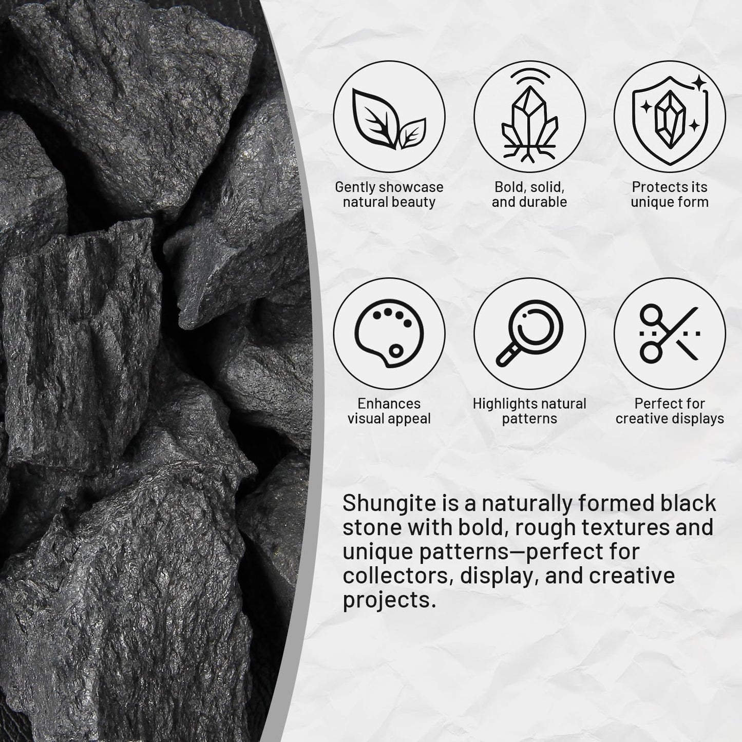 1.1lb Bulk Raw Shungite Rough Crystal- Natural Shungite Stone Raw Stones Crystal for Tumbling, Fountain Rocks, Decoration, Polishing, Wire Wrapping, Wicca & Reiki Crystal Healing
