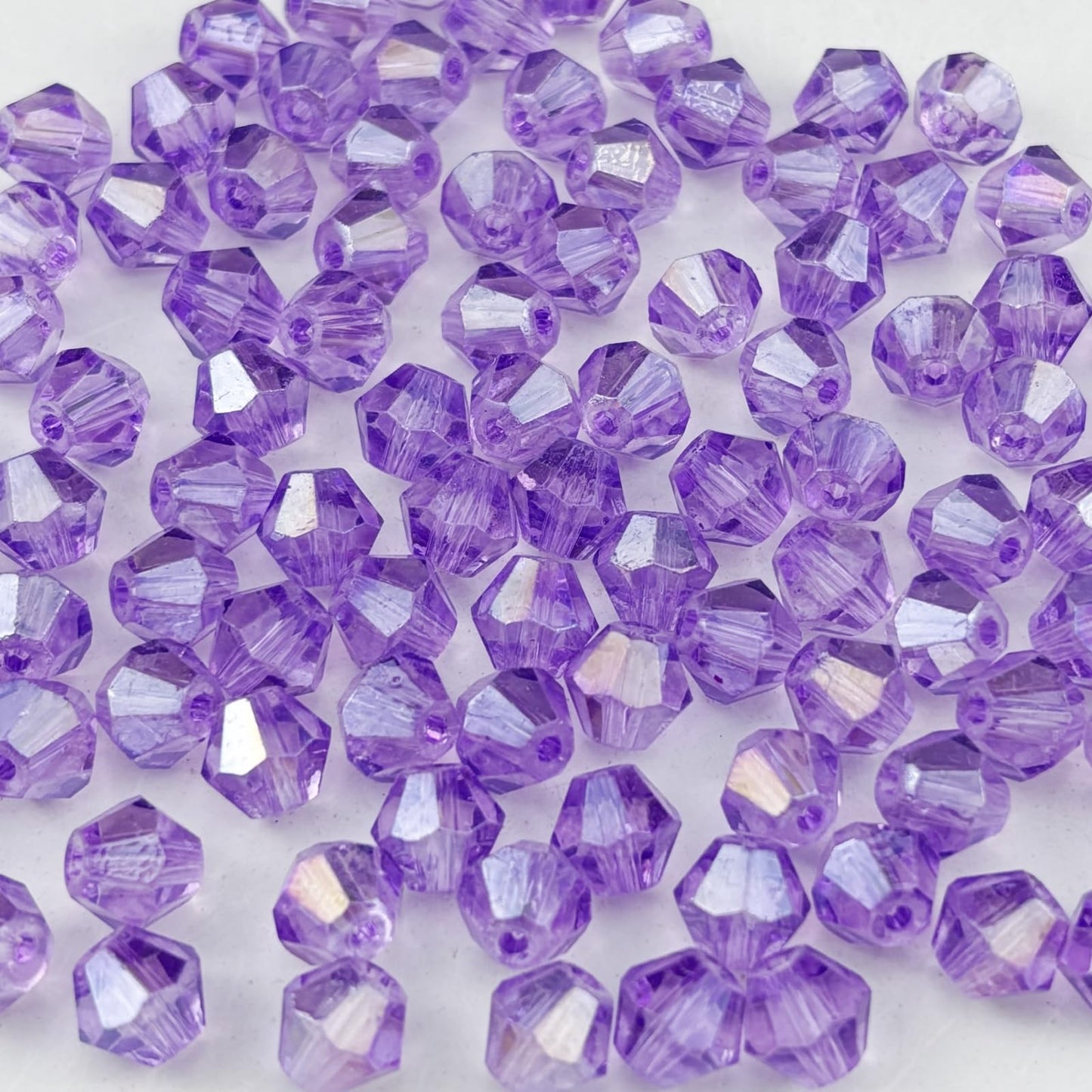 Pinhoollgo 100pcs 8mm Bicone Crystal Glass Beads Faceted Bicone Crystal Beads Bulk Glass Spacer Beads for Bracelets Necklace Pendants Earrings DIY Jewelry Craft Making(Crystal Purple AB)