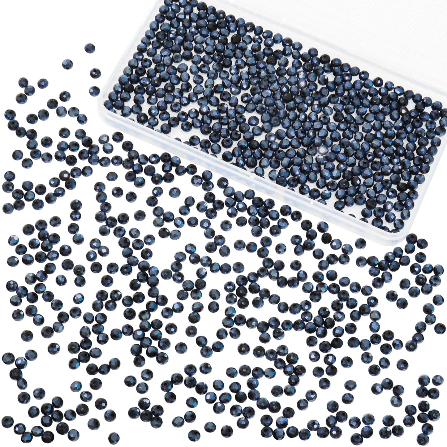 Laopottbeads 1200Pcs 4mm Crystal Glass Beads for Jewelry Making Beads for Bracelets Necklace Pendants Making Supplies(Navy Blue)