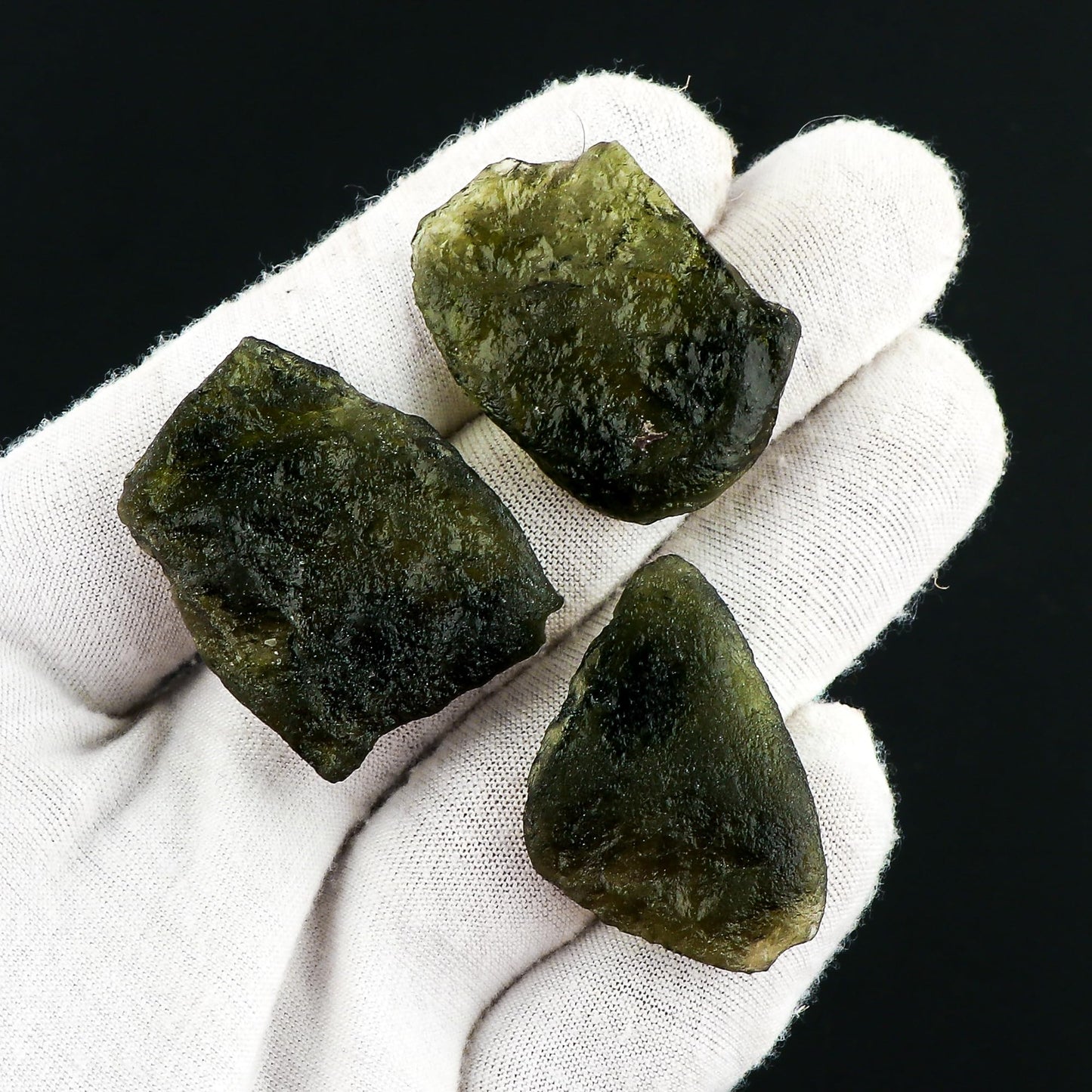CRYSTALIS 3pcs, 30-40mm Raw Synthetic Moldavite, High Grade Loose Gemstone Wholesale Bulk Rough Jewelry Making Supply, Chakra Stones, Wire Wrapping, DIY, Gem Collection