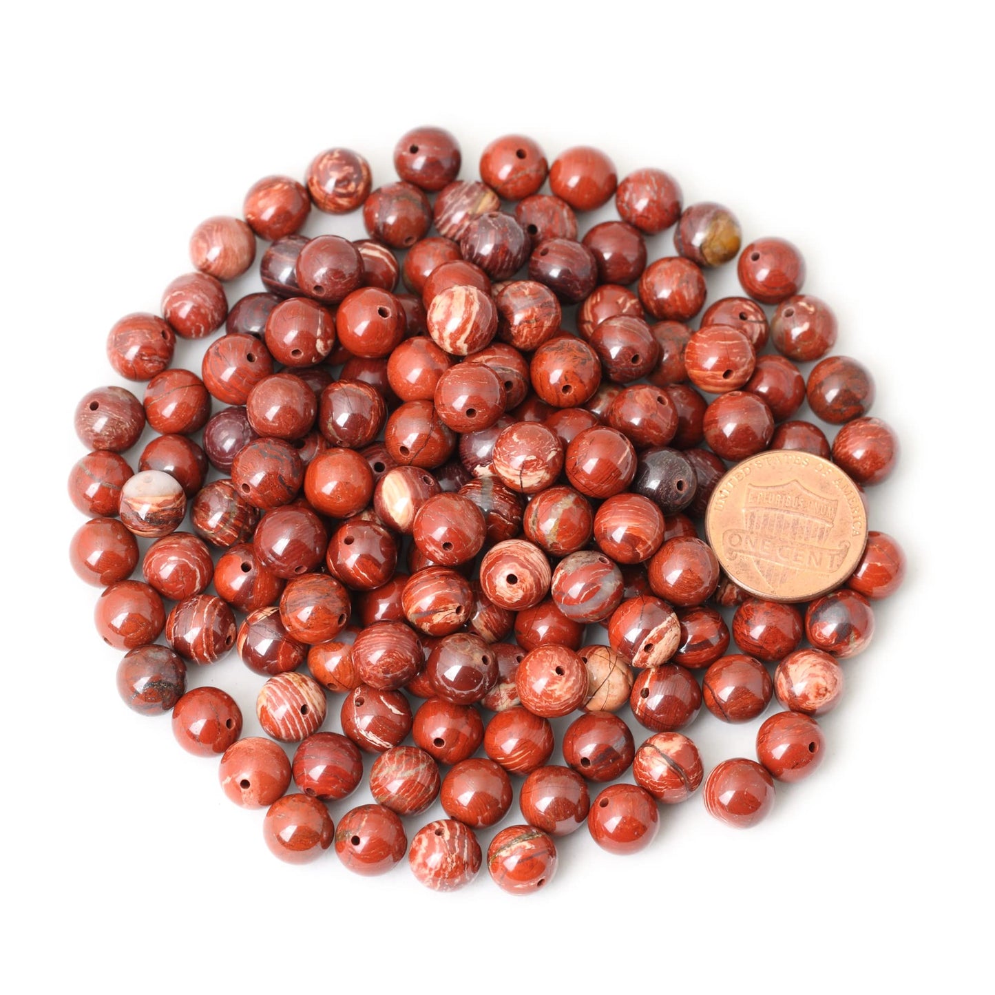 CHEAVIAN 45PCS 8mm Natural Red Snake Skin Jasper Round Loose Beads for Jewelry Making DIY Gifts Arts Crafts Materials 1 Strand 15"