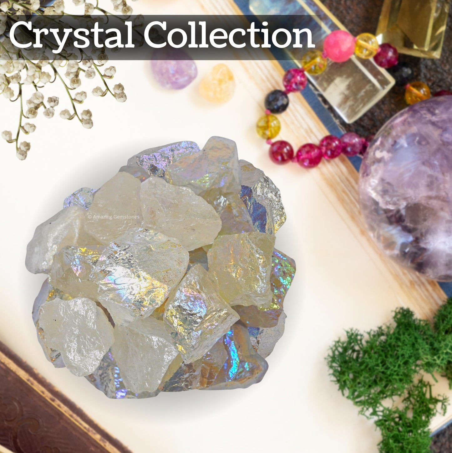 Amazing Gemstone Angel Aura Quartz Raw Crystals and Healing Stones, Natural Rocks for Meditation and DIY Raw Stones and Crystals (1 lb)