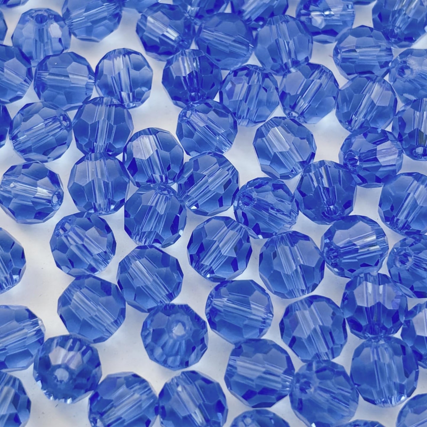 YUEXIGO 60pcs 10mm Round Crystal Glass Beads for Jewelry Making, Faceted Crystal Glass Spacer Beads for Bracelet Earring Necklace DIY Craft(Light Blue)