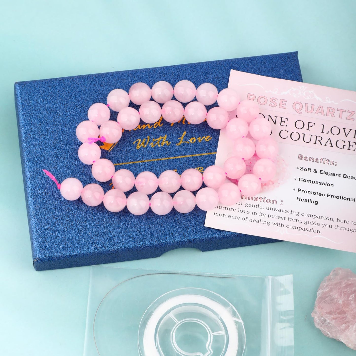 CMBYN Natural Stone Beads Round Genuine Real Stone Beading Strand Loose Gemstones DIY Smooth Bead for Bracelet Necklace Earrings Jewelry Making (Pink Quartz, 10mm 36 Pieces)