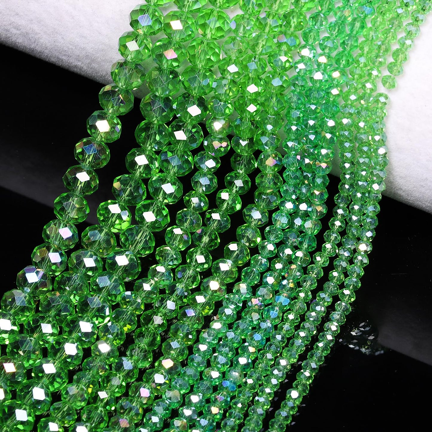 NITOPUPU 500pcs 6mm Crystal Glass Beads for Jewelry Making Faceted Rondelle Flat Beads for Bracelets Necklace Earrings DIY Crafts (Green Crystal AB Bead)