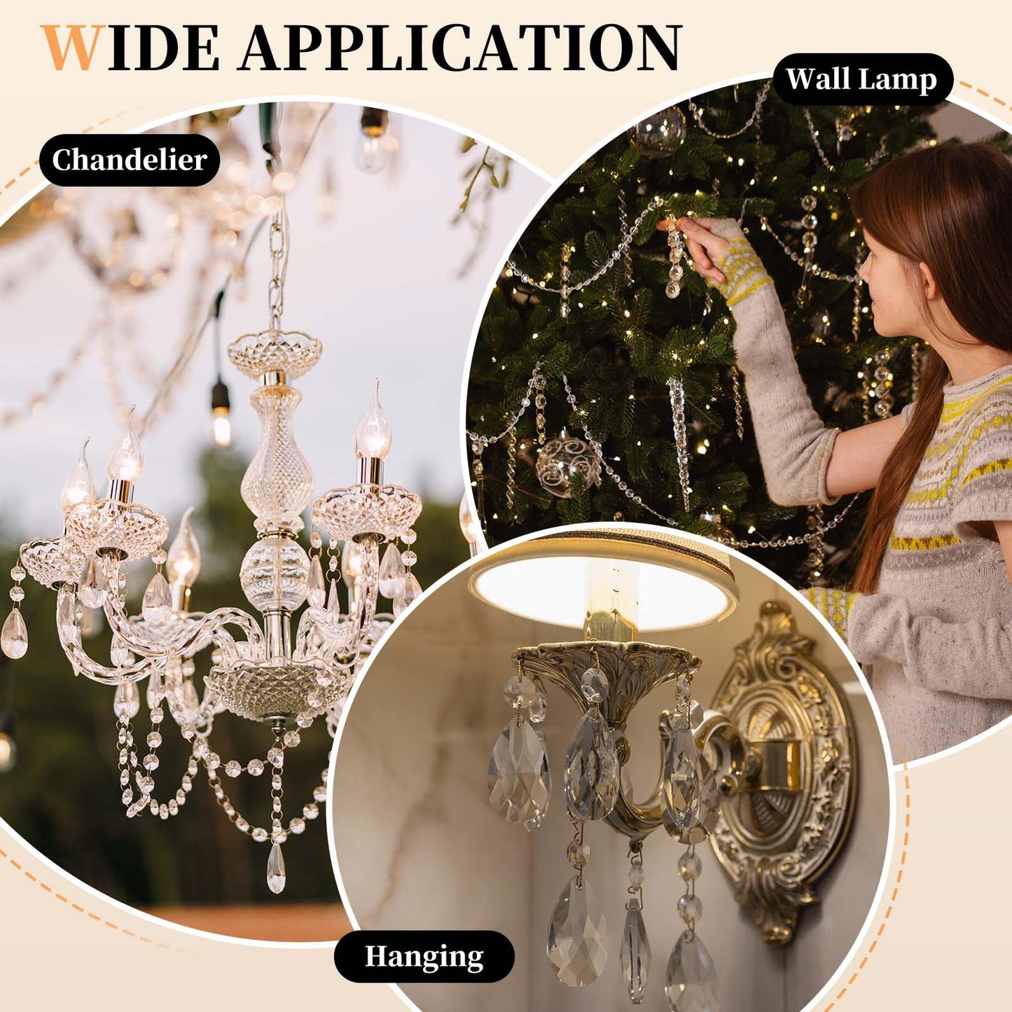 uxcell 50Pcs 1 Hole Crystal Octagon Beads, 14mm K9 Glass Hanging Chandelier Beads Prisms Parts for Crystal Chandeliers Lamp Hanging Pendant Jewelry DIY Craft, Clear Black