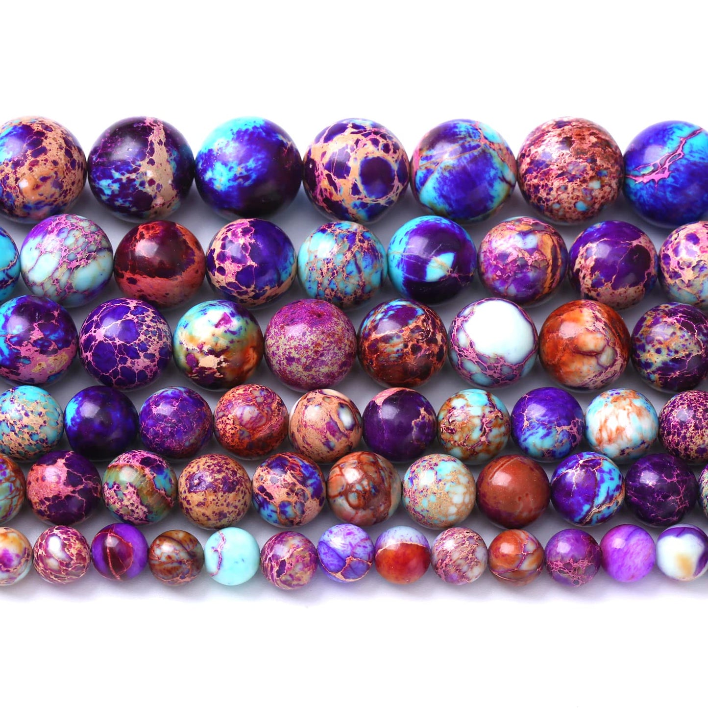 12MM 30PCS Natural Stone Galaxy Purple Sea Sediment Imperial Jasper Loose Beads for Jewelry Making DIY Bracelet Necklace