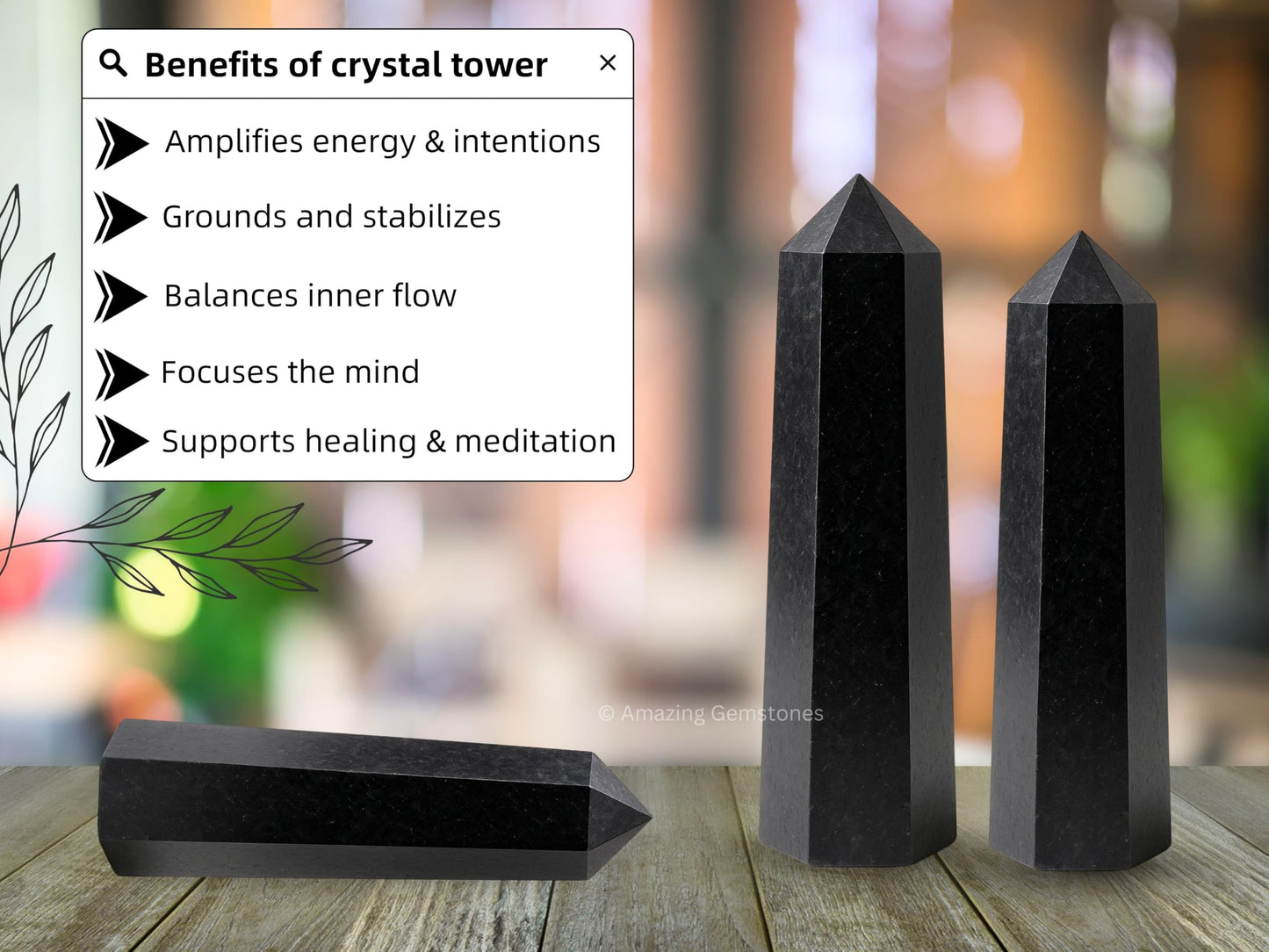 Amazing Gemstone Black Obsidian Crystal Towers ~ Natural Healing Crystal Point Obelisk for Reiki Healing and Crystal Grid (3" to 4" INCH)